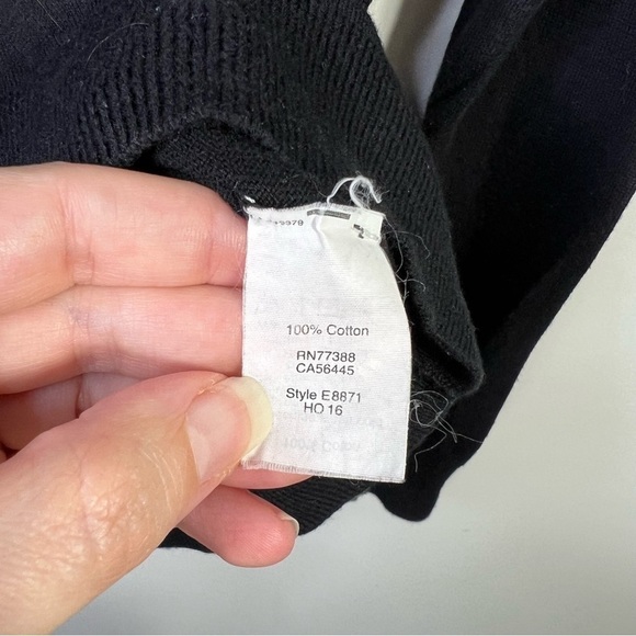 J Crew Factory Womens Size XXS Cotton V Neck Sweater Black Minimalist Knit - Picture 9 of 10
